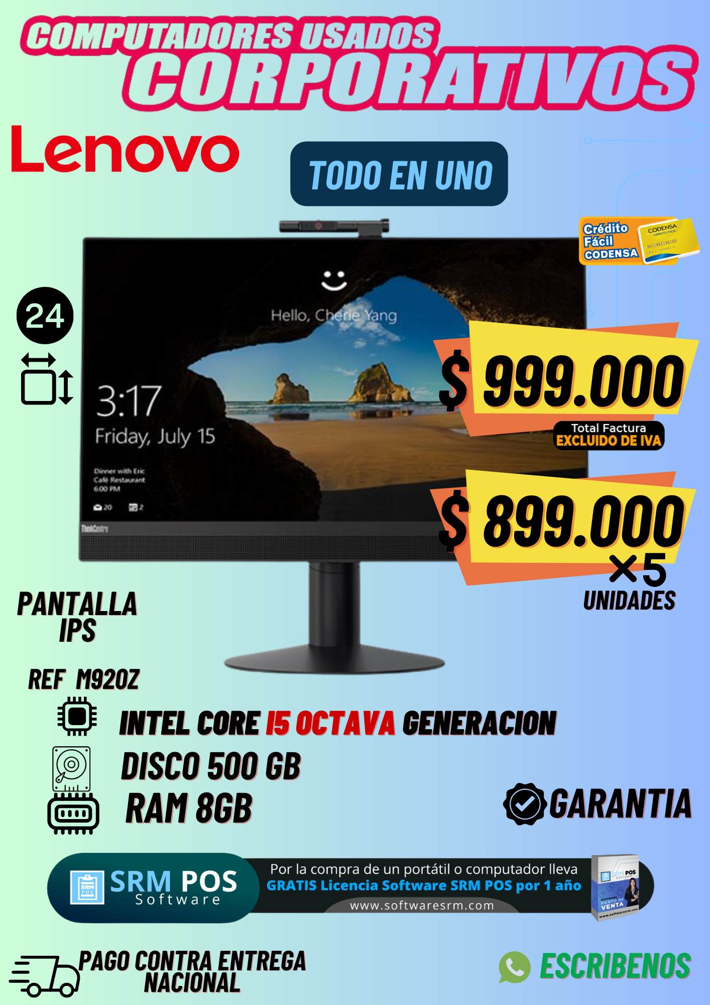 Todo en uno Lenovo M920z  IPS INTEL®CORE™ I5